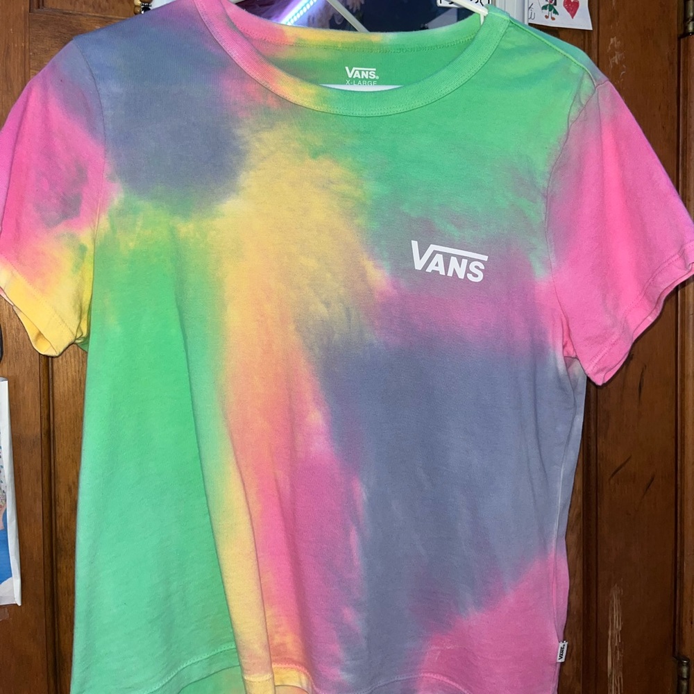 Vans Aura Pink & Green Tie Dye Crop T-Shirt